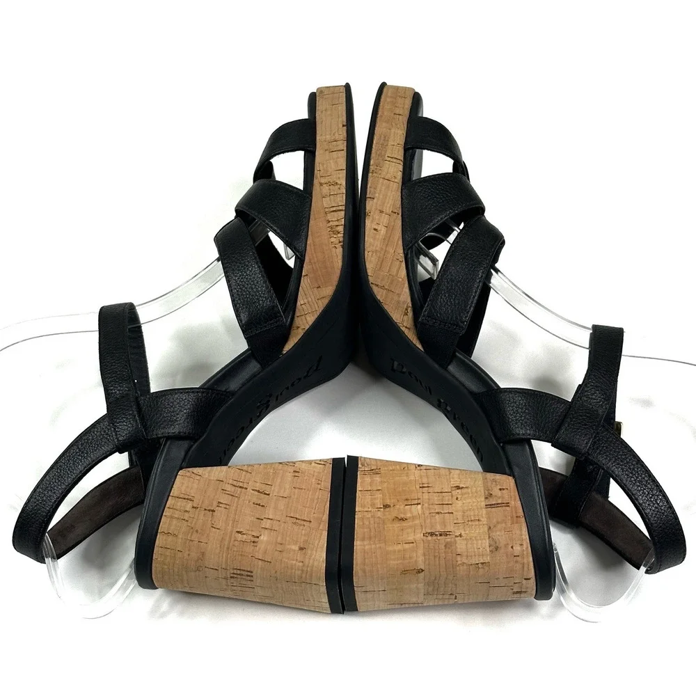 Paul Green Tina Black Leather Slingback Heel Sandals Womens US 9 UK 6.5 New $429